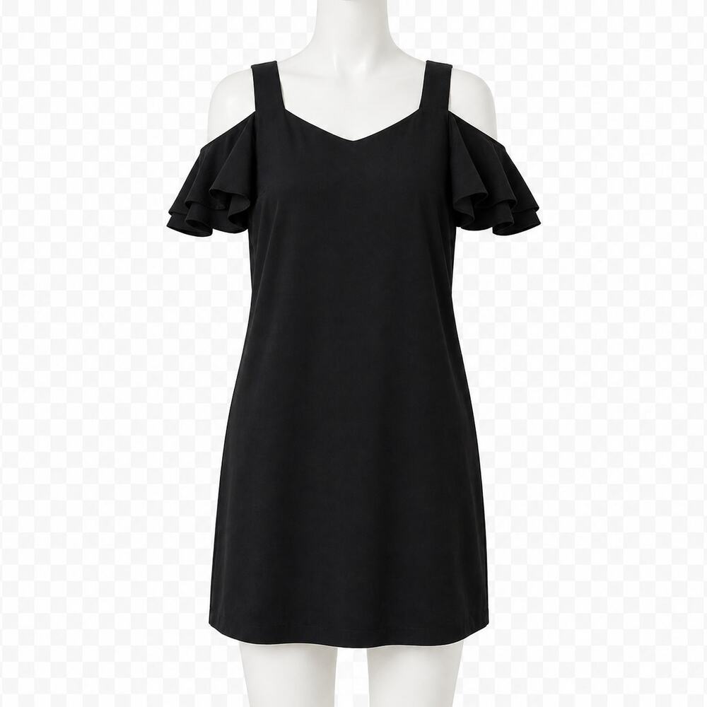 Banana Republic Black Flutter Sleeve Cold Shoulder Mini Dress - Size 4
